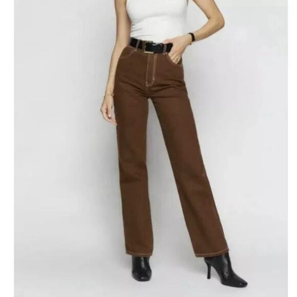 Reformation Pants - NEW Reformation Cowboy High Rise Straight Jeans Brown Womens Size 29